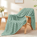 BEDELITE Sage Green Throw Blanket for Couch and Bed- Super Soft and Warm 3D Checkered Fluffy Fuzzy Fleece Blanket, Luxurious Plush Cozy Blanket for Room Decor Fall and Winter, 50x70 inches