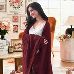 inhand Claret Knitted Throw Blanket for Couch Bed, Mothers Day/Mom Birthday Gifts for Mom from Daughter Son, Soft Lightweight with Tassels, Farmhouse Warm Decorative Blanket for Women, 50"x60"