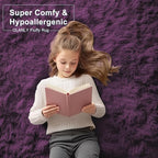OLANLY 8x10 Machine Washable Large Area Rugs for Living Room, Bedroom, Soft Fluffy Shaggy Bedside Rug, Indoor Floor Carpet for Kids Girls and Boys, Dorms, Home Decor Aesthetic, Dark Purple