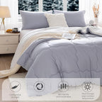 COTTEBED Ultra-Soft Reversible Warm Comforter Set Twin Sized, Winter Milk Cup Grey White Breathable Bedding Down Alternative Comforter for Boy Kids Girl School College Dorm Christmas, Twin/TwinXL