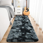 Noahas Runner Rug for Hallway,2'x6' Tie-Dyed Black and Grey Long Area Rugs for Bedroom Living Room,Non Slip Thick Shag Carpet for Entryway Dorm Bedside Kids Room