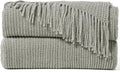 inhand Throw Blanket for Couch Bed,Chunky Chenille Woven Soft Blankets with Tassels, Cozy Boho Farmhouse Fall Winter Decor,Warm for Women,60"x80",Extra Thick-Light Grey