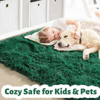 Amdrebio Dark Green Area Rugs for Bedroom Aesthetic, Fluffy Rug for Living Room, Soft Bedside Rugs 4x6 for Kids Room, Teen, Women, Shaggy Throw Carpet for Dorm Classroom Office Nursery, Emerald Green