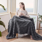 NEWCOSPLAY Super Soft Queen Blanket Dark Grey Premium Silky Flannel Fleece 3D Checkered Lightweight Bed Blanket All Season Use (Dark Grey Checkered, Queen(90"x90"))