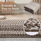 RUGSREAL 10x13 Large Living Room Rug Braided Print Boho Accent Throw Carpet Farmhouse Rustic Rug with Rubber Backing Geometric Bordered Area Rug Bohemian Carpet for Bedroom Home Decor Office, Mocha