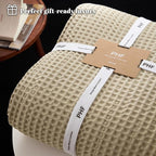PHF Ultra Soft Waffle Weave Blanket Queen Size 90"x 90"- Washed Lightweight Breathable Cozy Woven Blanket for Bed - Aesthetic Decor for Couch Bedding Sofa Home Car - Khaki
