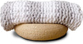 Adyrescia Chunky Knit Blanket Throw | 100% Hand Knit with Jumbo Chenille Yarn (50"x60", Gray and White Stripes)