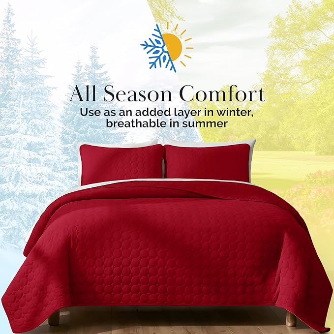 Southshore Fine Living, Inc. Oversized Bedding Quilt, Lightweight Bedding, Twin XL Bedspreads for Adult, Soft Coverlet 2-Piece with One Matching Pillow Sham, All Season Twin/XL Quilts, Chili Pepper