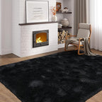 Softlife Area Rug for Living Room, Fluffy Shag Plush 5.3x7.6 Black Rugs for Bedroom Girls, Shaggy Soft Fuzzy Kids Large Carpet for Dorm Bedside Ultra Cozy Non-Slip Indoor Decor