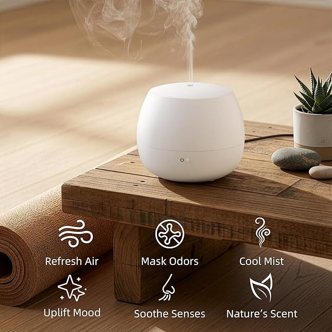 Essential Oil Diffuser: 2-in-1 Ultrasonic Aromatherapy Humidifie with Auto Shut-Off, Quiet Operation Fragrance Diffuser for Office/Bedroom/Hotel/Spa Relaxation, Home Scent Diffuser (White)