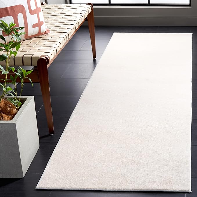 SAFAVIEH Washable Rug Faux Rabbit Fur Shag Collection - 2'3" x 8' Runner, Beige, Slip Resistant & Easy Cleaning, Ideal for Living Room, Hallway, Foyer, Nursery, Bedroom, Boys & Girls Room (FRF100B)