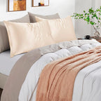 Champagne Satin Pillowcases with Zipper （20x26）,Standard Size Pillowcases Set of 2, Champagne Silk Pillowcase for Hair and Skin