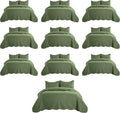 IR Imperial Rooms Queen Quilt Bedding Set (90" x 96") - Bulk Pack of 10 Wholesale for Hotels, Guest Bedroom & Airbnbs - Lightweight Microfiber Reversible Embossed Quilts Bedspreads (Olive Green)