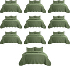 IR Imperial Rooms Queen Quilt Bedding Set (90" x 96") - Bulk Pack of 10 Wholesale for Hotels, Guest Bedroom & Airbnbs - Lightweight Microfiber Reversible Embossed Quilts Bedspreads (Olive Green)