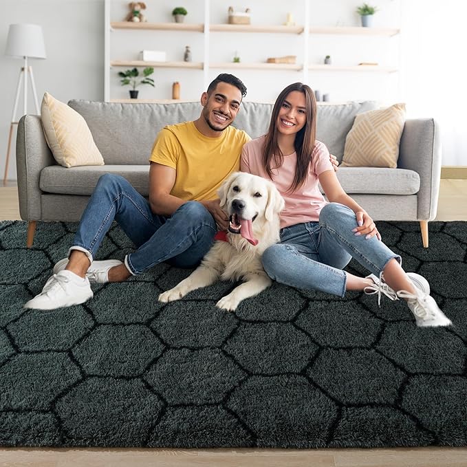 Fluffy 6x9 Area Rugs for Bedroom Living Room,Thick Shag Throw Floor Carpet,Soft Shaggy Bedside Non-Slip Rug Dusk Gery