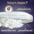 Royal Therapy King 4 Pack Memory Foam Pillow, Adjustable Shredded Odor-Free Cut-Out Bed Pillow for Neck & Shoulder Pain Relief, Breathable Support for Back, Stomach, Side Sleepers, BioForm