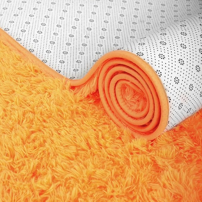 ISEAU Fluffy Rug Carpets Soft Shaggy Area Rugs Indoor Floor Mats for Kids Room Fuzzy Carpet Comfy Cute Nursery Mat Bedside Rug for Boys Girls Bedroom Living Room Home Decor, 6ft x 9ft,Orange