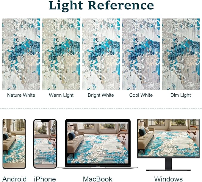 CRYPTOLITE Living Room Rug Washable Abstract Rugs with Non-Slip Backing Low Pile Area Rug for Living Room, Bedroom, Dining Room, 6x9, Blue