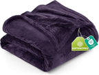 Utopia Bedding Fleece Blanket Queen Size Purple 300GSM Luxury Anti-Static Fuzzy Soft Microfiber Bed Blanket (90x90 Inch)