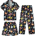Hupohoi Unisex Girls Boys Kids Pajama Sets Button Down Satin Sleepwear Nighty 3PCS Silky Lounge Sets Nightwear