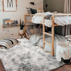 Amdrebio Tie-Dyed Light Grey Area Rugs for Bedroom, Fluffy Furry Rugs for Living Room, Modern Shag Throw Rug for Kids Room Decor, Shaggy Fuzzy Carpet, Indoor Plush Rug for Dorm Classroom, 4x6 Rug