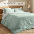 Bare Home 100% Organic Cotton Full Duvet Cover Set - Crisp Percale Weave - Lightweight & Breathable - Cooling Duvet Cover Set (Full, Willow)