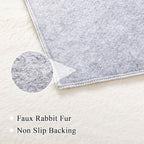 SHACOS Silky Soft Faux Rabbit Fur Area Rug 6'x9', Non Slip Washable Padded Throw Rugs, Fluffy Cozy Indoor Modern Carpet for Living Room Bedroom Dining Room Kids Room Dorm Home Decor, Cream