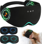 LC-dolida Bamboo Cotton Bluetooth Sleep Mask, 2 in 1 3D Soft Sleep Mask with Sleep Headphones, Sleep Eye Mask with Timming Setting, Blackout Sleeping Mask for Side Sleepers, Women Men, Black