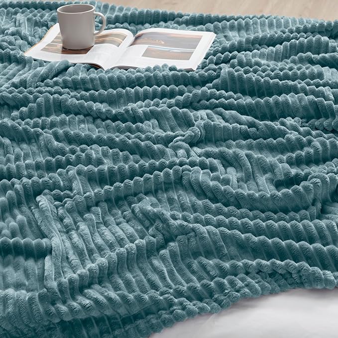 Nestl Stone Blue Microfiber Throw Blanket - Fuzzy, Lightweight, Cozy, 50x60 in, All Seasons, Machine Washable