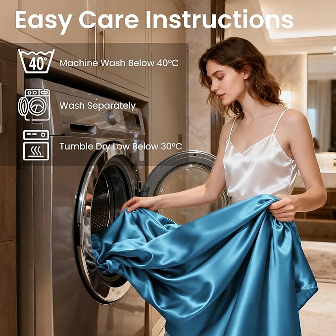 Love's cabin Twin Satin Sheets Sets - 3 Piece Teal Silky Bed Sheets with Deep Pockets, Luxury Silk Feel Satin Twin Size Sheet Set Bedding Set (1 Flat Sheet,1 Fitted Sheet,1 Pillow case)