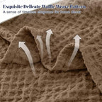 PHF Ultra Soft Waffle Weave Blanket Twin Size 66"x 90"- Washed Lightweight Breathable Cozy Woven Blanket for Bed - Aesthetic Decor for Couch Bedding Sofa Home Car - Mocha