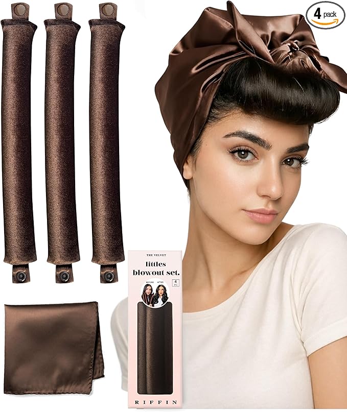 Littles Heatless Curls Overnight Rods Velvet Hair Curler to Sleep in No Heat Heatless Curling Iron Foam Sponge Flexi Rods Hair Rollers for Long Short Hair Care Styling Tools Brown