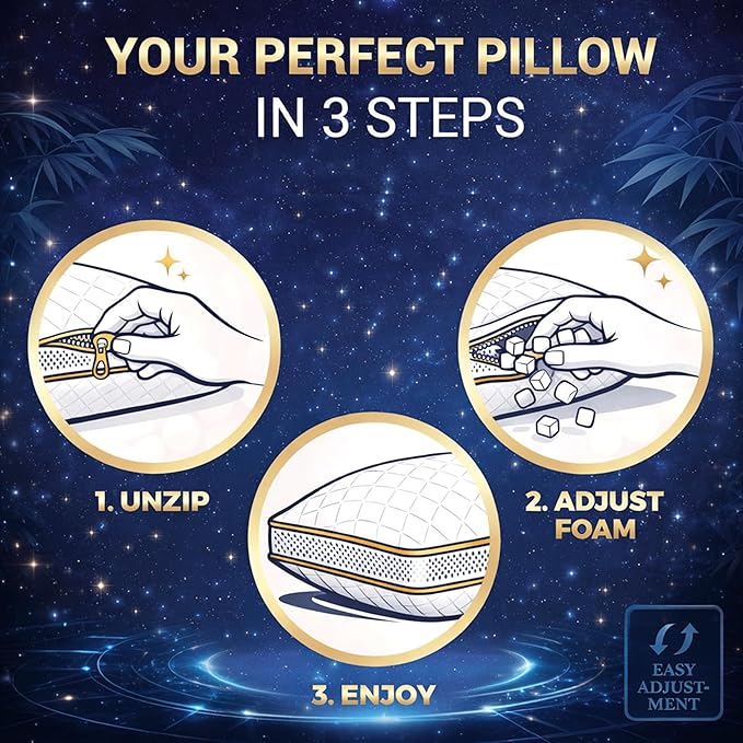 Royal Therapy Queen Memory Foam Pillow, Adjustable Shredded Odor-Free Pillow for Neck & Shoulder Pain Relief, Support for Back, Stomach, Side Sleepers, AirFlowPRO