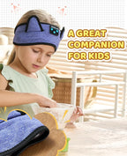 Kids 3-in-1 Headband Headphones-Wireless Bluetooth & Wired 3.5mm Jack, Ultra-Thin Speakers, Adjustable Fit for Toddlers, Safe Volume - Ideal for School/Travel/Sleep/Home, Gift for Boy& Girl