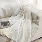 Whale Flotilla Chunky Knit Throw Blanket for Couch and Bed, Ivory Decorative Cozy Fleece Blanket, Reversible Soft Fuzzy Woven Throws, 50x60 Inch