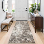 3x6 Non-Slip Washable Entryway Rug - Stain-Resistant Low-Pile Thin Wide Carpet Runner for Kitchen, Hallway, Bathroom | Modern Neutral Abstract(Brown Beige,3x6)