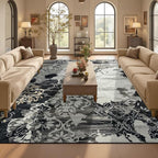 CRYPTOLITE Area Rugs 9x12 Rug for Living Room Abstract Washable Rug with Non-Slip Backing Low Pile Area Rugs for Bedroom, Dining Room, Black