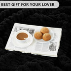 L'AGRATY Chunky Knit Blanket Throw: 80''x90'' Chenille Chunky Knitted Throw Blanket for Bed Couch - Handmade Thick Big Cable Knit Blanket - Large Chunky Crochet Rope Blanket for Home Decor(Black)