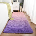 Purple Pink Area Rugs for Bedroom Living Room, 2x6 Feet Fluffy Bedside Rugs, Cute Carpet Rug for Kids Room Nursery, Furry Gradient Rugs for Girls Boys Dorm Room Home Decor