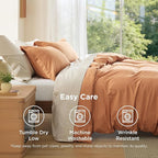 Bedsure Duvet Cover California King Size - Soft Double Brushed Bedding Set for Kids & Adults, Zipper Closure, 3 Pieces, Includes 1 Duvet Cover (104"x98") & 2 Pillow Shams, NO Comforter, Burnt Orange