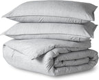 Bare Home Bedding Duvet Cover Queen Size - Premium 1800 Super Soft Collection - Lightweight, Duvet Cover - Soft Textured Bedding (Queen, Heathered Pewter)