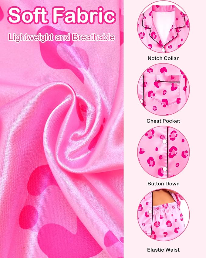 Womens Satin Pajama Set 2 Piece Silk Long Sleeve Pjs Soft Button Down Loungewear Sleepwear