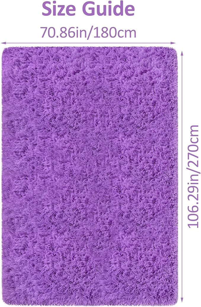 Fluffy Rugs for Living Room 6x9 Purple Shaggy Rug for Bedroom Girls Non Slip Modern Indoor Furry Floor Carpet Washable Plush Fuzzy Kids Carpet for Nursery Teen Dorm Room