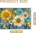 Flower Area Rug 2x3 ft Entry Rug Washable Boho Rugs Non Slip Low Pile Floral Door Mat Small Carpet for Bedroom, Bedside, Kids Room, Office, Dining Room