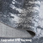 Area Rug 8x10 Washable Rugs Modern Abstract Area Rug Soft Non-Slip Non-Shedding Faux Wool Stain Resistant Floor Carpets for Living Room Bedroom Dining Room Kids Room Home Office (Grey and Black)