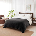 Douceur Black Throw Blanket for Bed, Soft Chunky Cable Knit Throw Blanket, Classic Fisherman's Rib Stitch Pattern Throw for Living Room Gift, 60"X80"