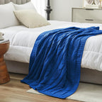 Amélie Home Chunky Knit Throw Blanket, Dual-Sided Soft Chenille Breathable Cable Knitted Blanket for Couch, Farmhouse Decorative Throw for Sofa & Chair, 50"x60", Blue