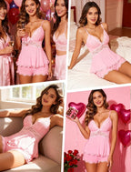 Avidlove Womens Sweetness Cami Set Lace Camisole Lingerie Nightwear Sexy Pajamas Lounge Sets