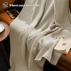PHF Ultra Soft Waffle Weave Blanket King Size 104"x 90"- Washed Lightweight Breathable Cozy Woven Blanket for Bed - Aesthetic Decor for Couch Bedding Sofa Home Car - Light Khaki/Linen