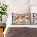 1 Pack Satin Pillowcase for Hair and Skin Vintage Boho Carpet Imitation Silk Pillowcase with Hidden Zipper Soft Breathable Smooth Cooling Pillow Cover King Size for Bedroom Sofa 20”x36”